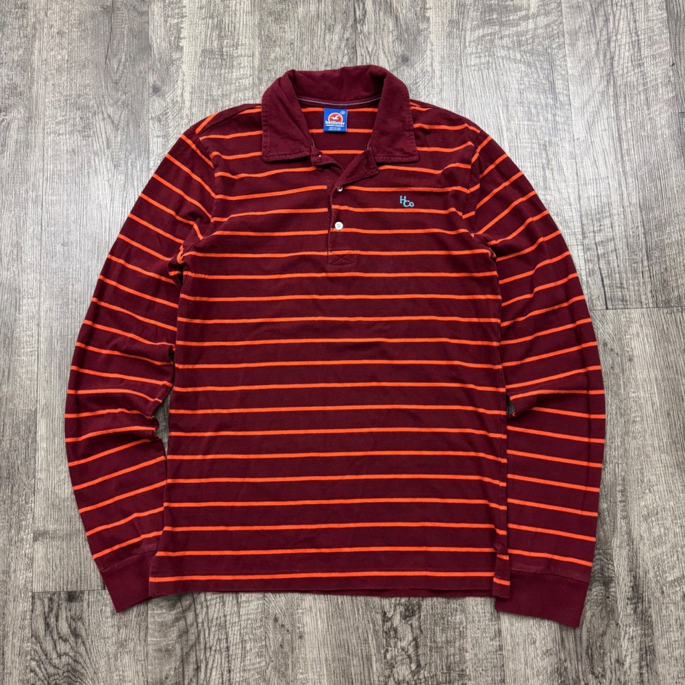 Vtg Hollister Striped Polo Rugby Style Long Sleeve Shirt Preppy Surf Skate Y2k